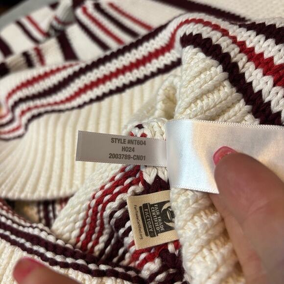 Madewell Striped Cotton Turtleneck Sweater XXS Cream Red NWOT - Picture 9 of 9
